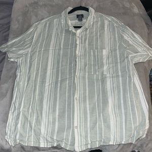 Light Green and White Collared Button-down T-Shirt